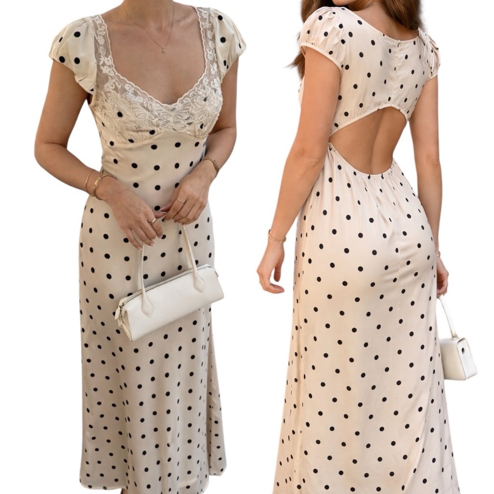 Marshalls Viral Polka Dot White Black Lace Dress Size Small